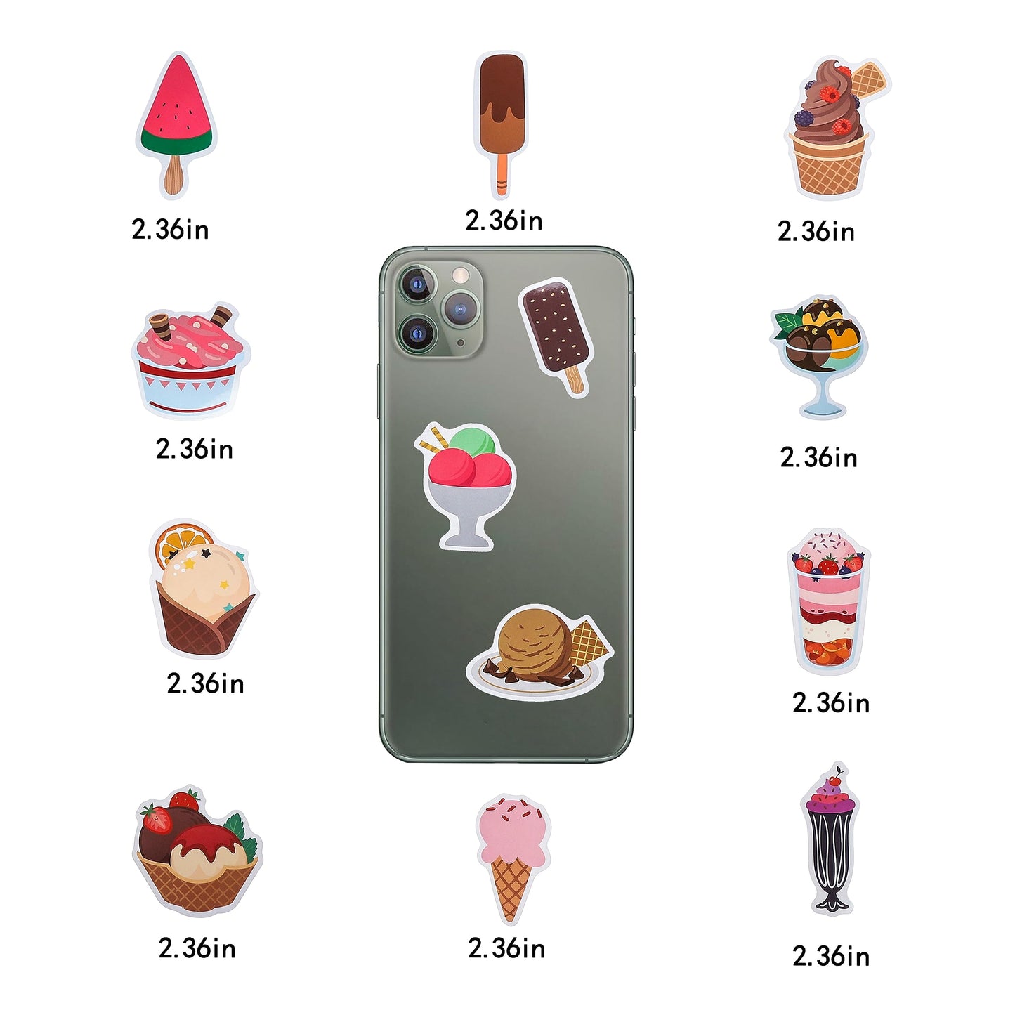 100 Pack Ice Cream Stickers,Ice Cream Party Favors, Birthday Decorations Gifts