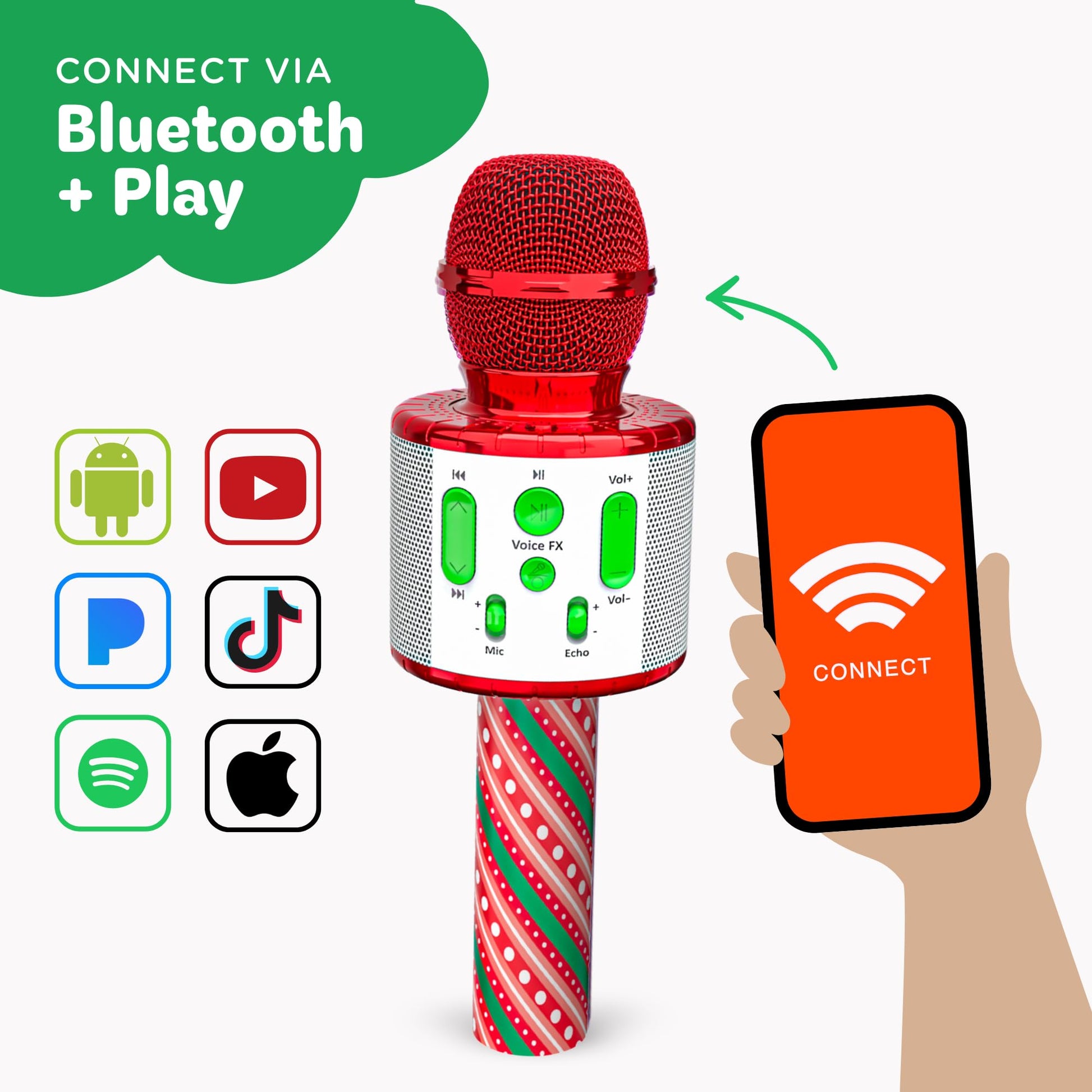 Move2Play, Christmas Karaoke Microphone | Includes Pre-Loaded Songs & Bluetooth | Kids Toy for All Ages 2, 3, 4, 5, 6+ Year Old Girls, Boys & Toddlers