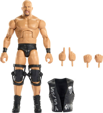 Mattel WWE Elite Action Figure & Accessories, Greatest Hits 2025 Set, 6-inch Collectible “Stone Cold” Steve Austin with 25 Articulation Points