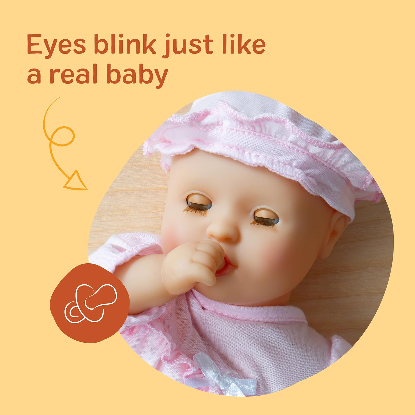 Melissa & Doug Mine to Love Jenna 12" Baby Doll with Moving Eyes, Thumb & Pacifier Sucking Action, Doll Clothes & Accessories, Toddler Toys for Girls