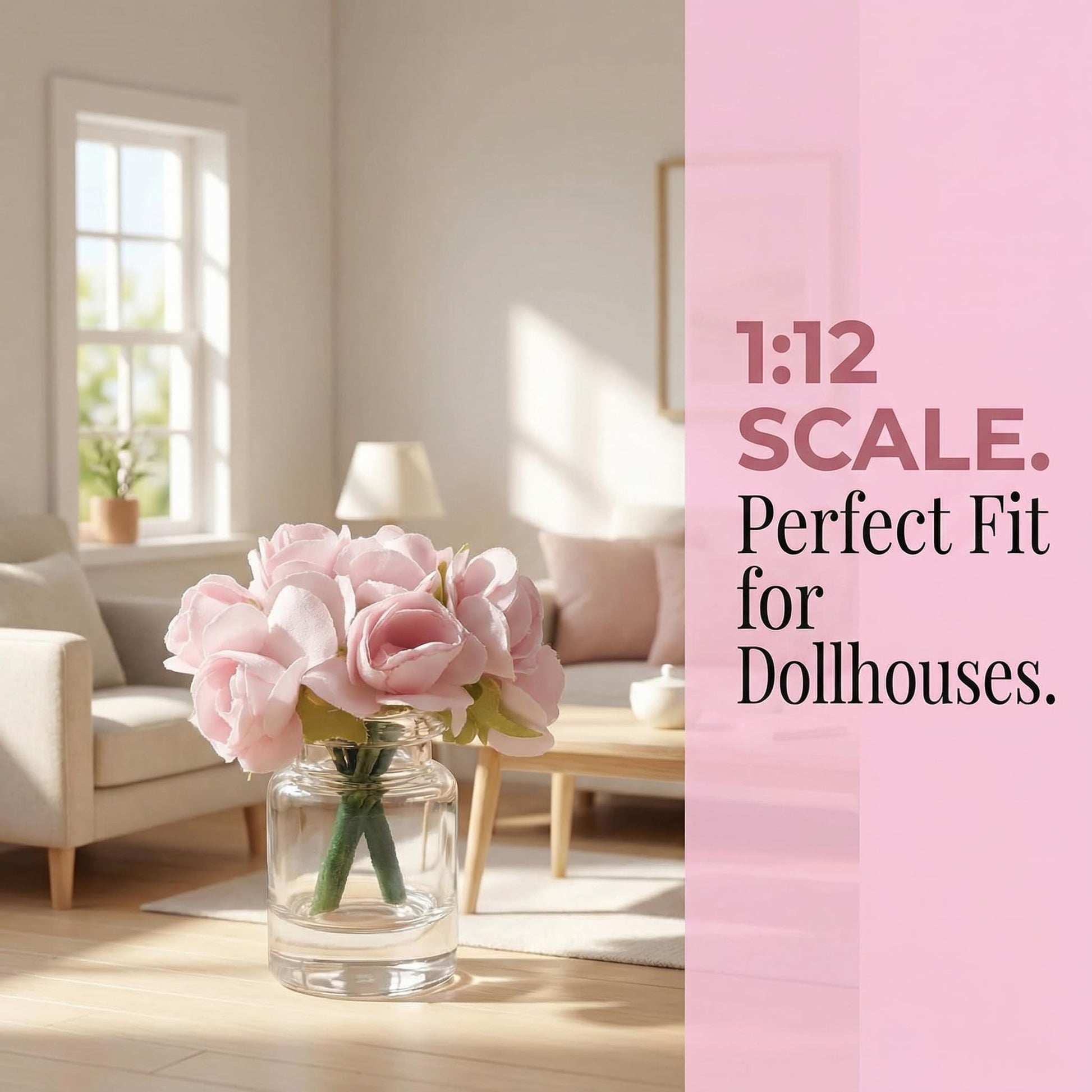 Dollhouse Miniature Glass Flower Vase Set, 1:12 Scale, Decorative Accessories for Dollhouse