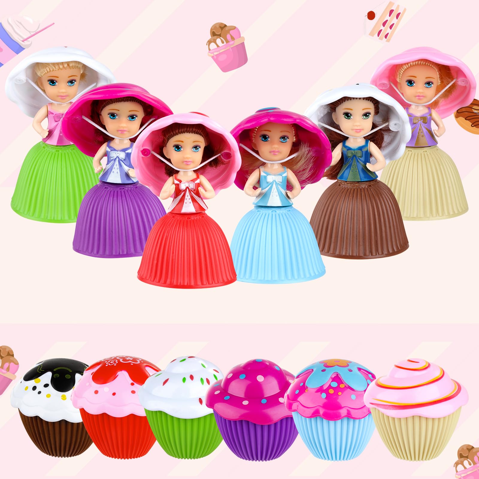 BoterLun 6PCS Mini Beautiful Cake Doll Toy,Surprise Transforming Scented Princess Dolls Gift Set for Children Kid Funny Game Gift for 3 Year Old Girls