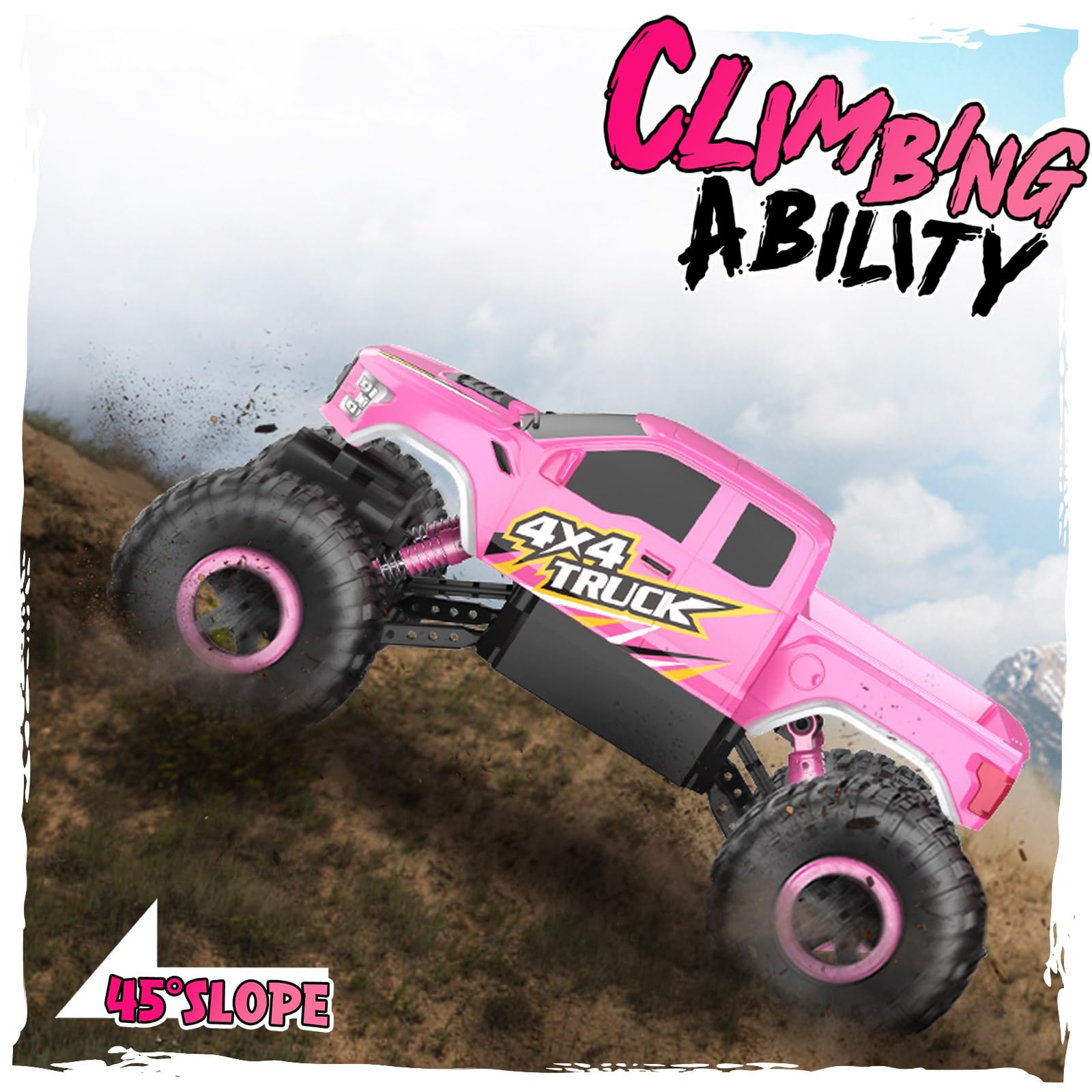 Double E Pink Monster Truck Remote Control Car for Girls