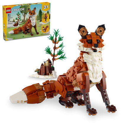 LEGO Creator 3 in 1 Forest Animals Red Fox Toys - Building Toys for Kids, Boys & Girls, Ages 9+ - W/ 3 Building Options into Fox, Owl, or Squirrel