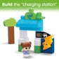 MEGA BLOKS Fisher-Price Toddler Building Blocks, Green Town Charge & Go Bus with 34 Pieces, 2 Figures, Kids Age 1+ Years