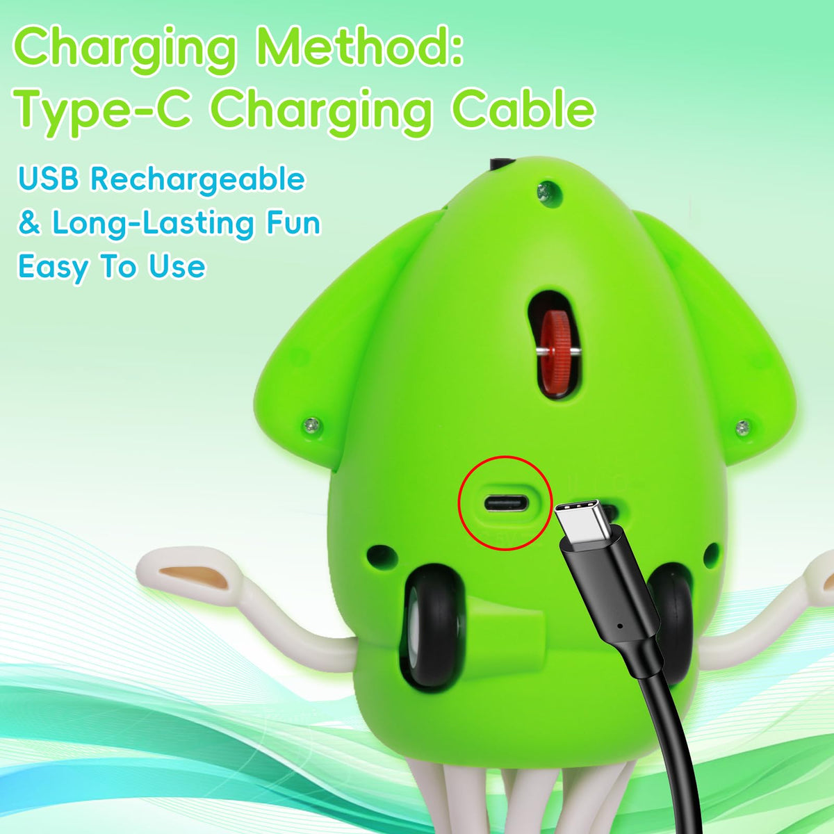 DYALE Dancing Squid Baby Toy, Dancing Music Squid Baby Toys for Ages 3 and Up for Kids,Light Green