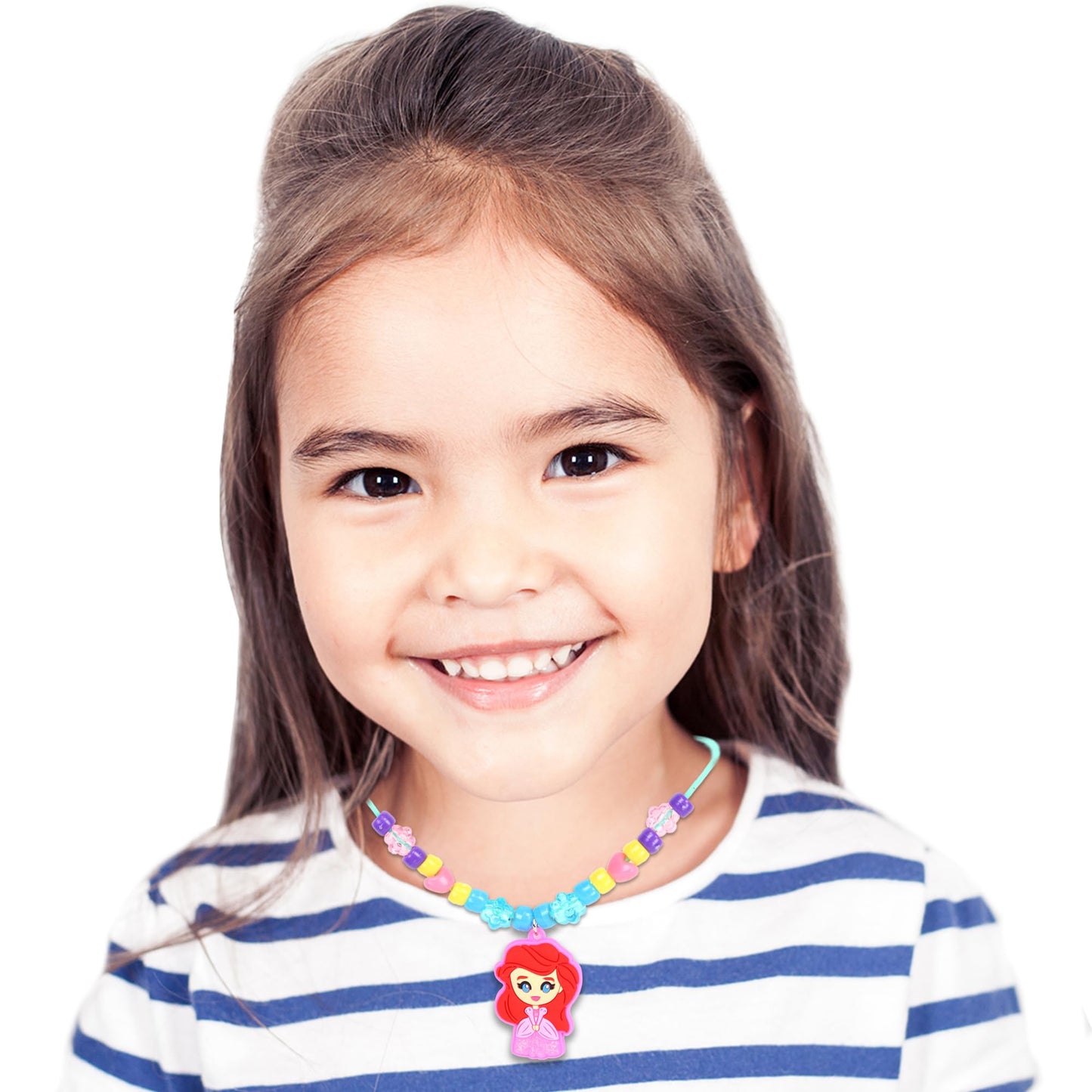 Disney Princess Necklace Activity Case - Jewelry Making Kit with Beads, Charms & Strings - Create Custom Princess Necklaces - Craft Gift for Girls