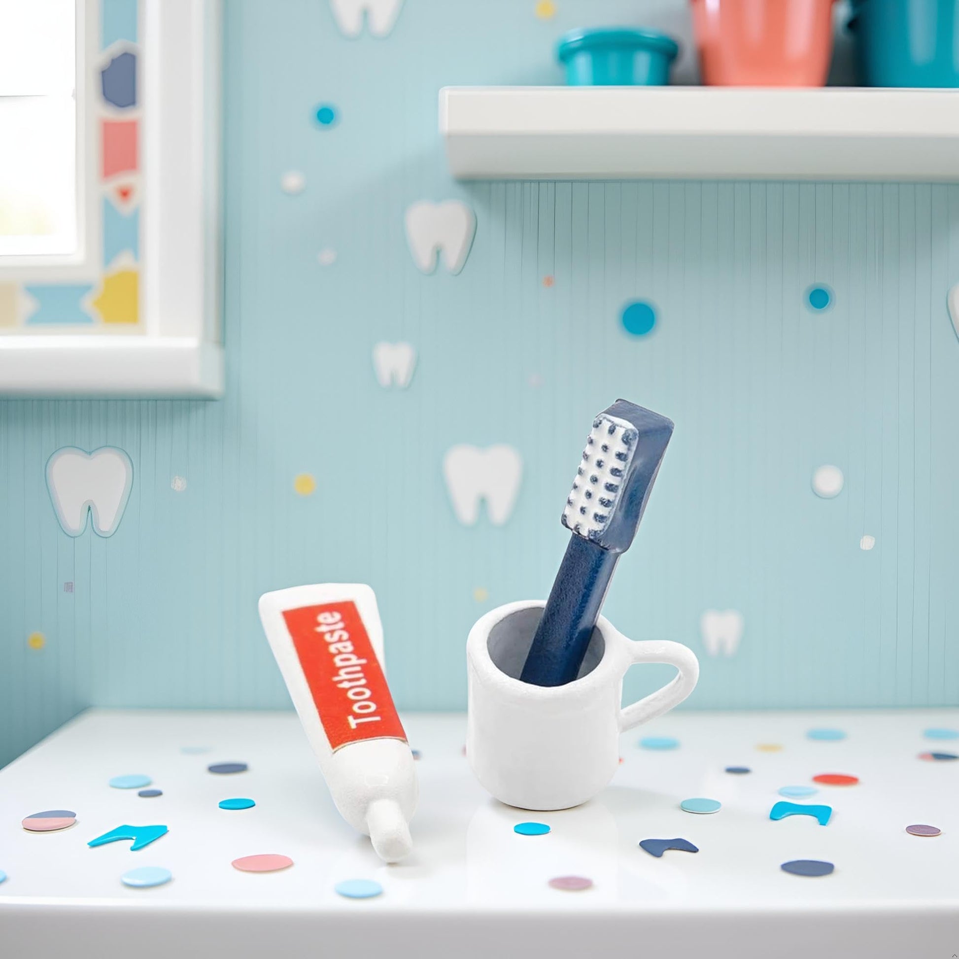 3 Piece Set 1/12 Miniature Toothpaste,Toothbrush,Cup Model Dollhouse Bathroom Accessories Toilet toiletries Model, DIY Doll House Decor Kit