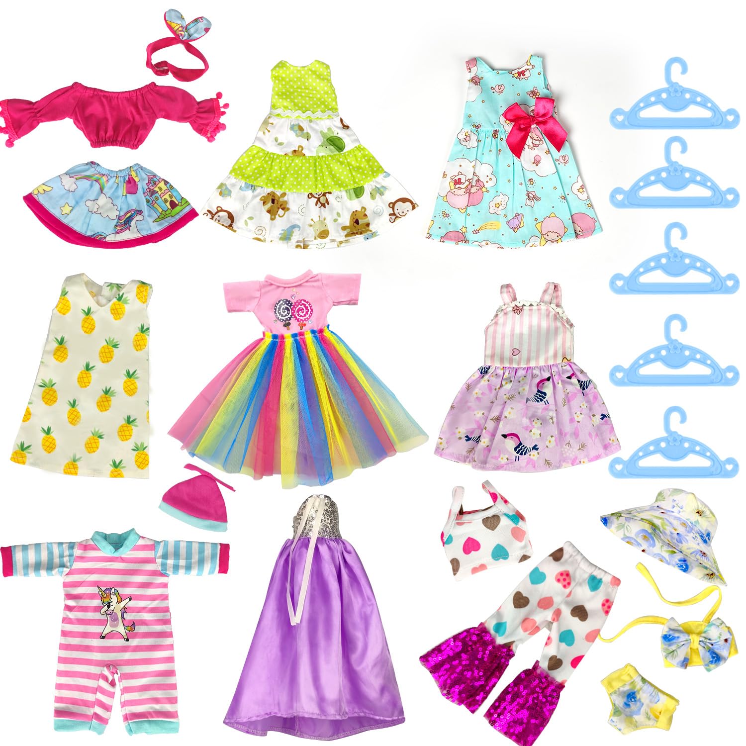 WONDOLL 10-Sets Doll-Clothes for American-14-inch-Dolls - Compatible with 14.5-inch-Dolls Handmade Clothes and Outfits Accessories Christmas Birthday