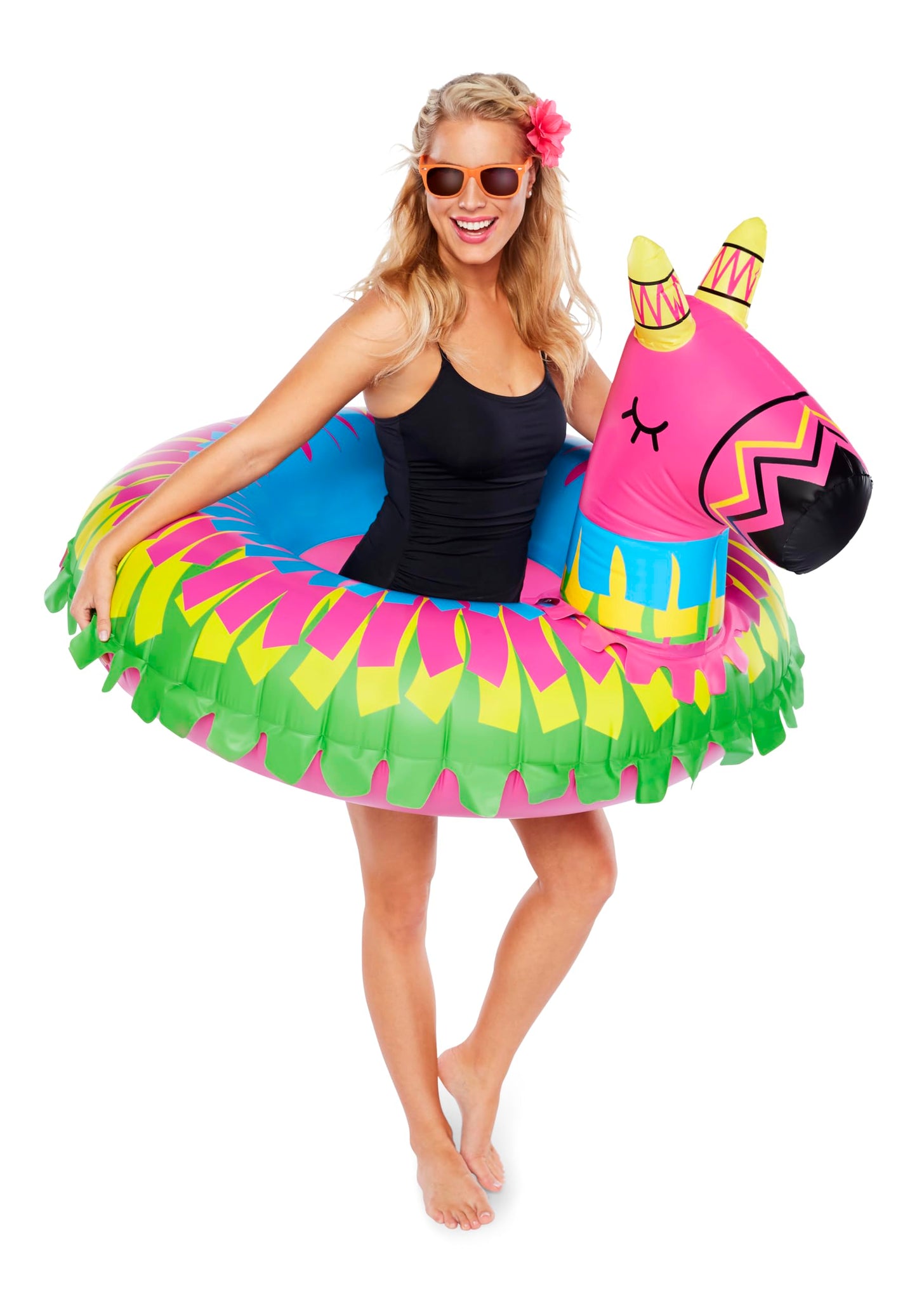 Giant Donkey Piñata Pool Float, Inflatable Swim Ring, Large Novelty Floatie for Pool Parties, Outdoor Summer Water Toy