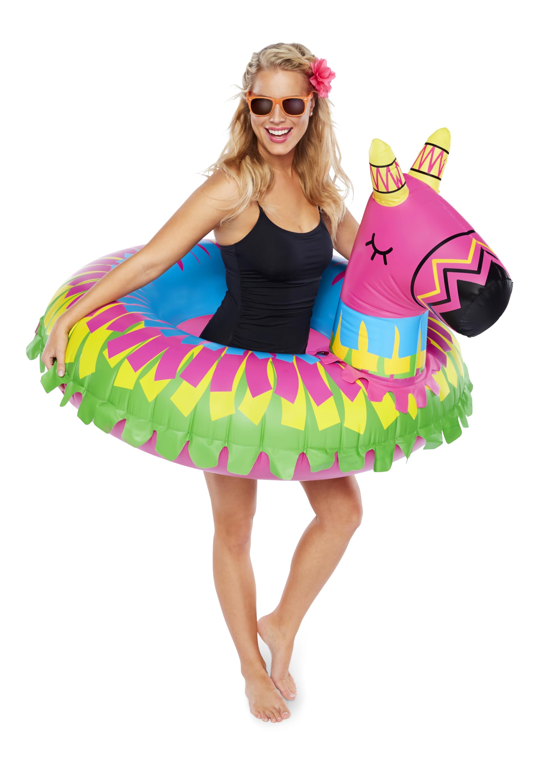 Giant Donkey Piñata Pool Float, Inflatable Swim Ring, Large Novelty Floatie for Pool Parties, Outdoor Summer Water Toy