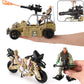 26 PCS Army Men Helicopter Carrier Toys, Military Soldier Action Figures, Combat Truck, Motorcycle, Jumbo Transport Aircraft with Lights & Sound