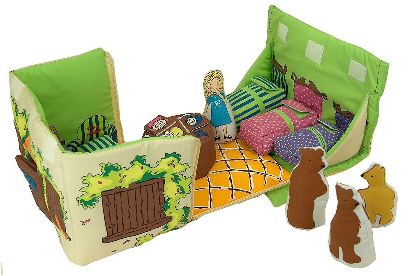 Pockets of Learning Goldilocks and The Three Bears Fabric Interactive Pretend Soft Play Activity Set