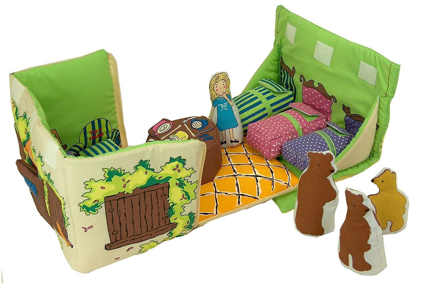 Pockets of Learning Goldilocks and The Three Bears Fabric Interactive Pretend Soft Play Activity Set