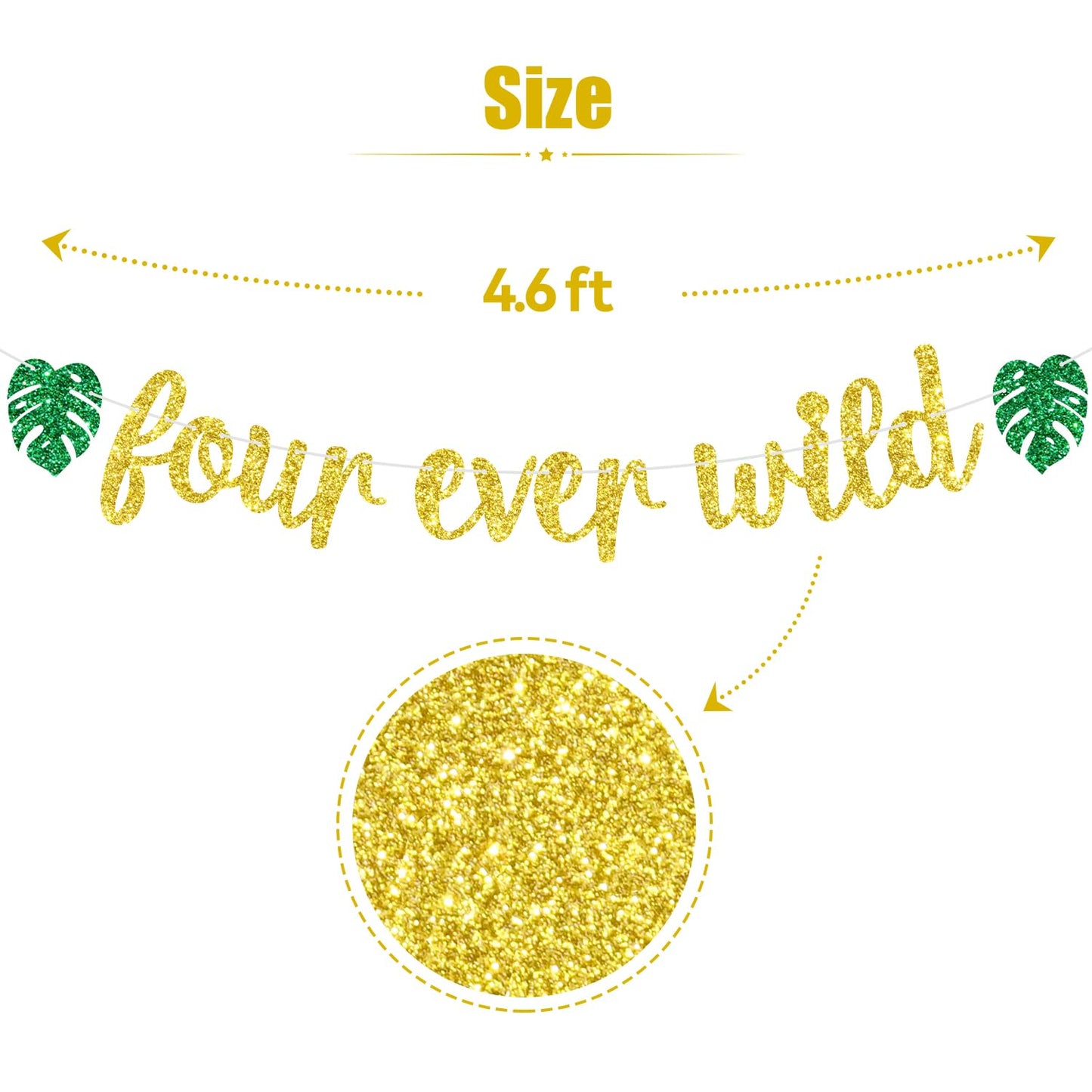 Fourever Wild Banner, Boys Girls 4th Birthday Hanging Decorations, Jungle Wild Safari Zoo Themed Happy 4th Birthday Party Decorations Supplies