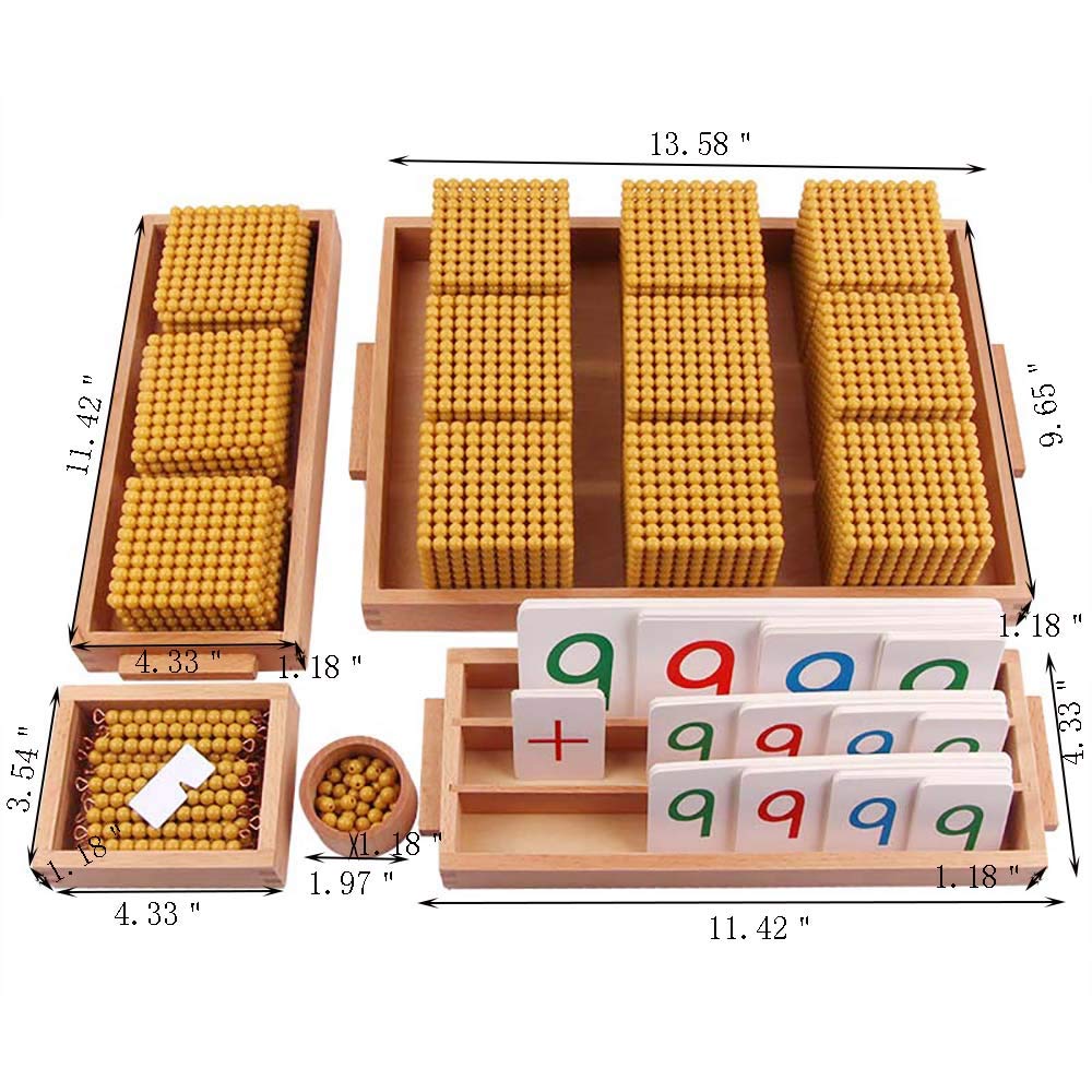 Kghios Montessori Golden Beads Materials Decimal System Bank Game Montessori Math Toys Mathematics Teaching Aids Materials Baby Preschool Education
