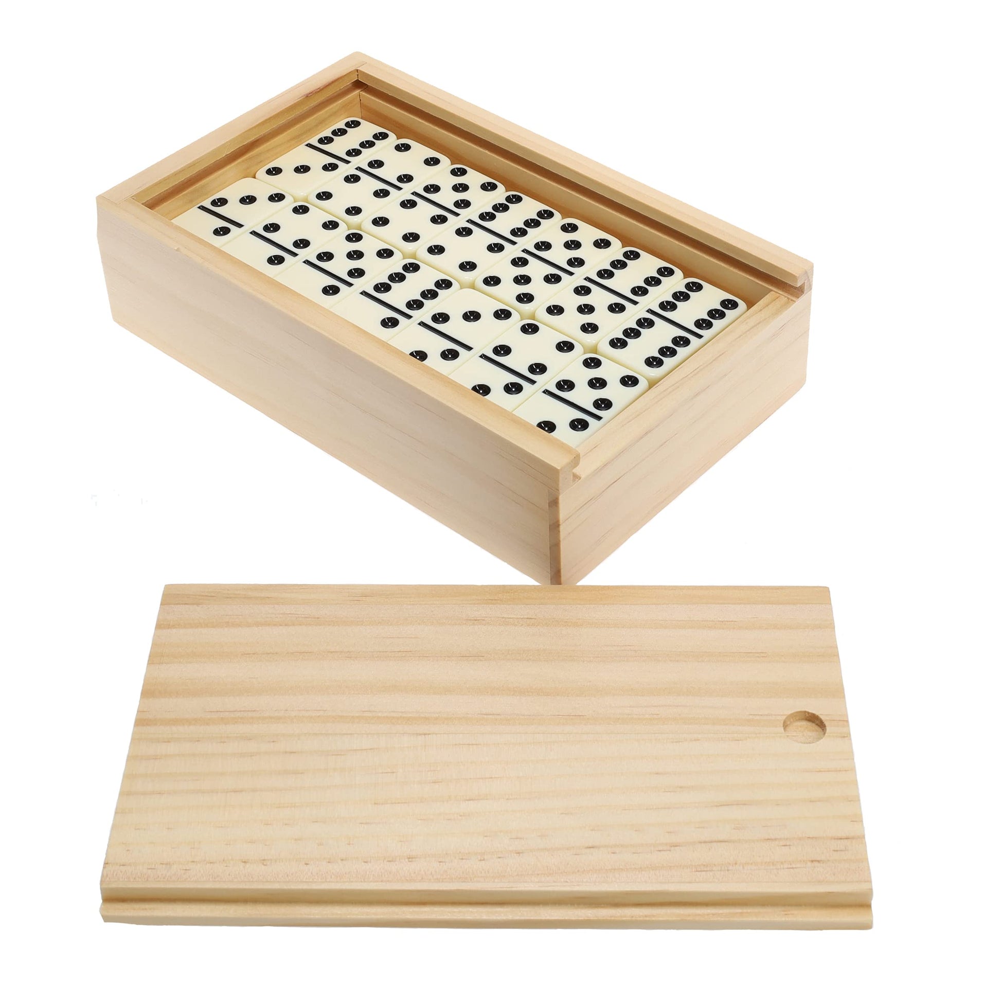 WE Games Double 6 Ivory Color Dominoes with Black Dots in Wooden Case, Game Night, Birthday Gifts, Dominoes Set for Adults