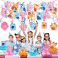 Blue and Pink Dog Birthday Party Supplies, Cute Dog Party Decorations -Banner -6 swirl-6 Honeycomb Centerpieces