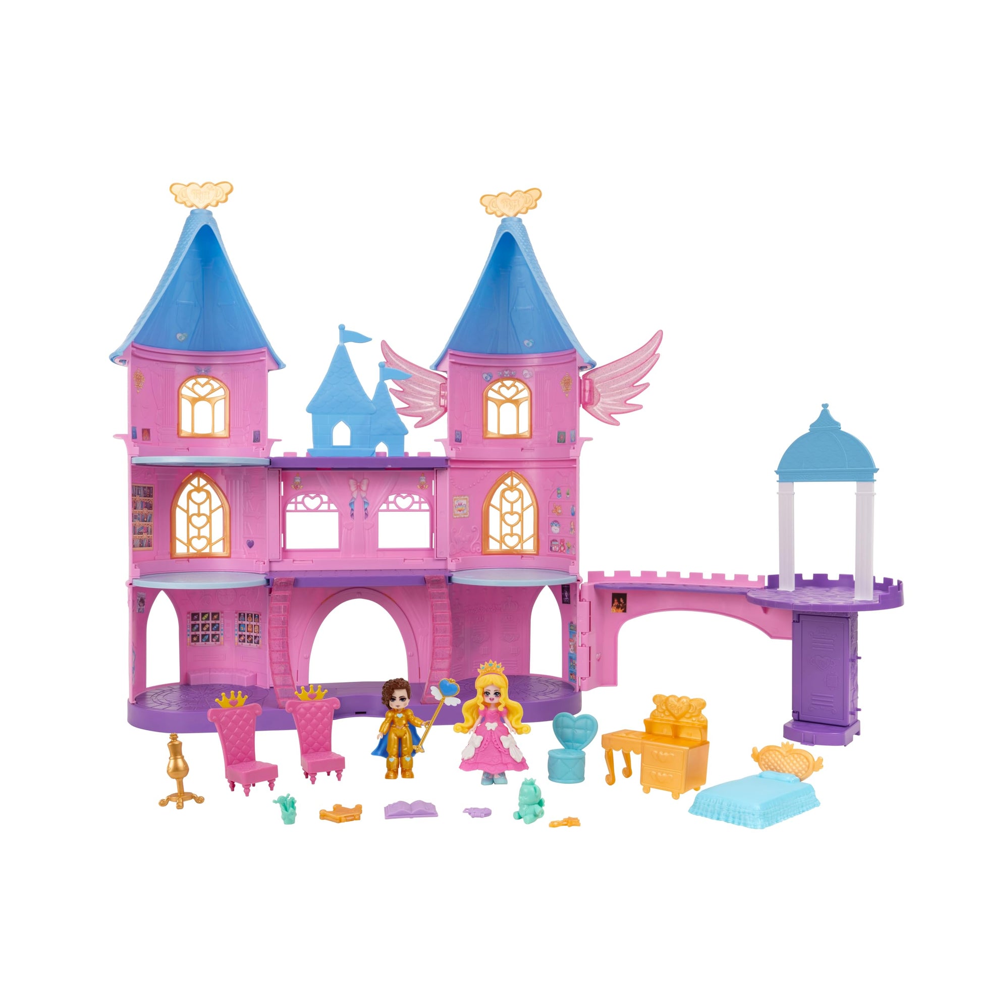 Royale High Castle Campus Playset - 2 Exclusive Dolls, 3 Floors to Explore with 360° Playset - 19 Accessories - Virtual Item Code Included - Ages 5+
