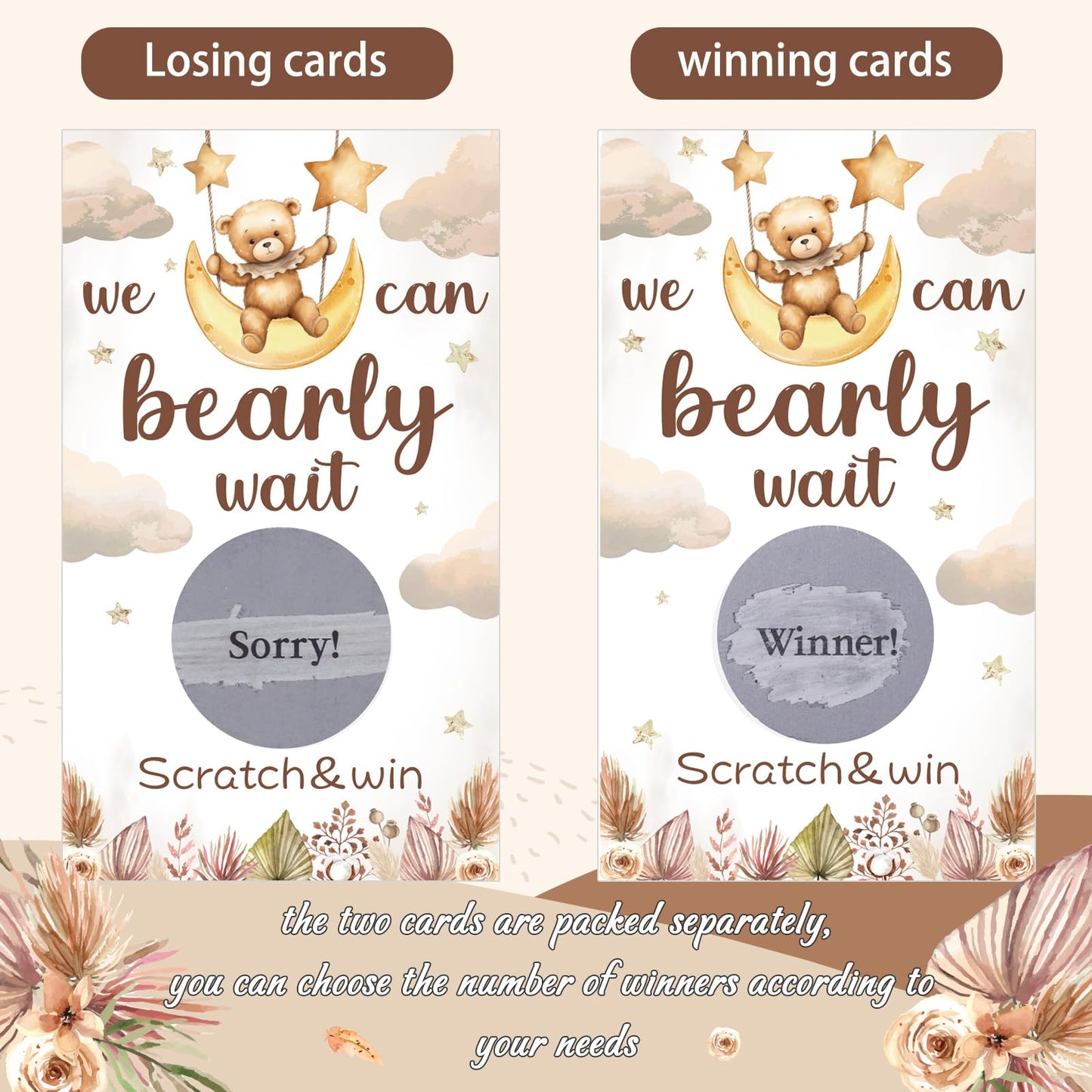 Fjoron 60 Pack Bear Baby Shower Scratch Off Cards We Can Bearly Wait Scratch Off Bear Theme Party Scratch Off Cards Baby Shower Gender Reveal Party