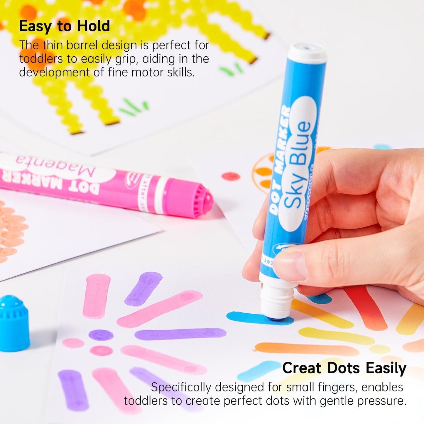 Shuttle Art Washable Dot Markers 36 Colors with Free Activity Book, Fun Art Supplies for Kids Toddlers and Preschoolers, Non Toxic Water-Based Paint