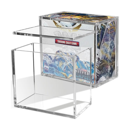 PKMN Booster Box Display Case, Clear Acrylic Protector for Booster Box TCG Trading Card | 5mm Thick with Magnetic Lid, UV Blocking & Dust Proof