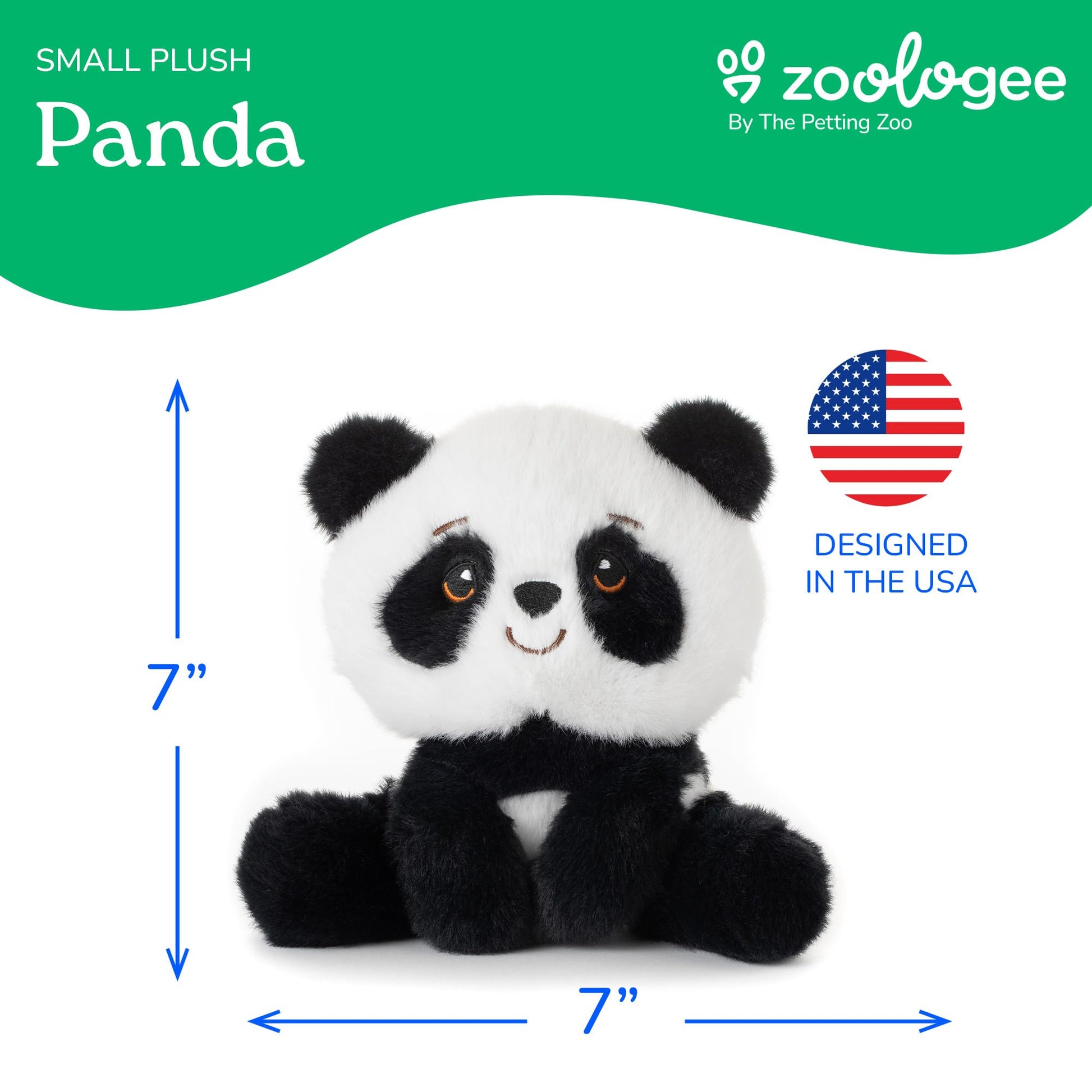 The Petting Zoo Panda Stuffed Animal Plushie, Gifts for Kids, Snugletz Zoologee Plush Toy, 7 in