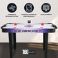 Hathaway Hat Trick 4-Ft Air Hockey Table for Game Room - With LED Scoring, High-Output Blower, Manual Backup, Strikers & Pucks - Black and Purple