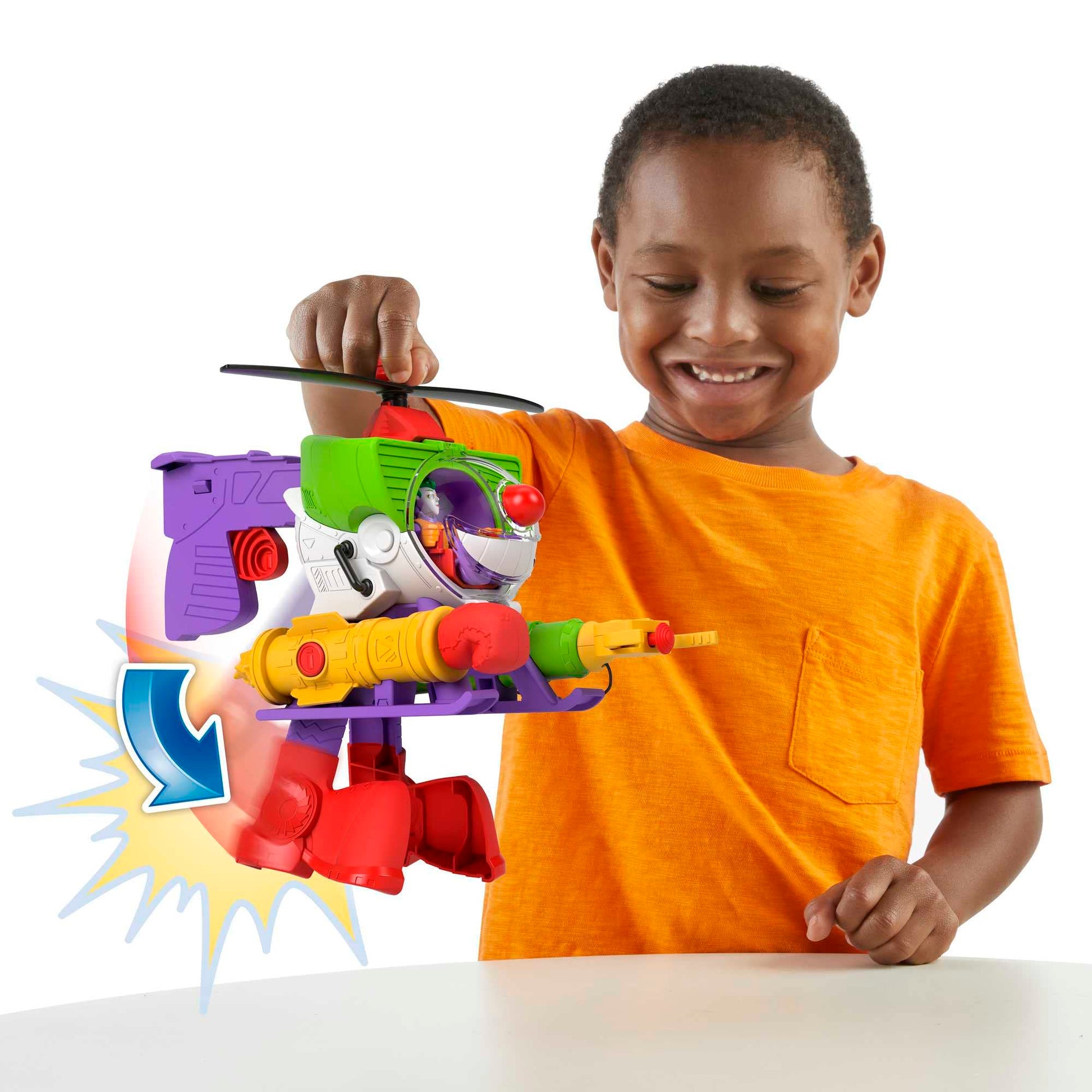 Imaginext DC Super Friends Joker Helicopter Robot 25cm Tall Joker Helicopter with Bullet Accessory for Kids 3+ Years HMV09