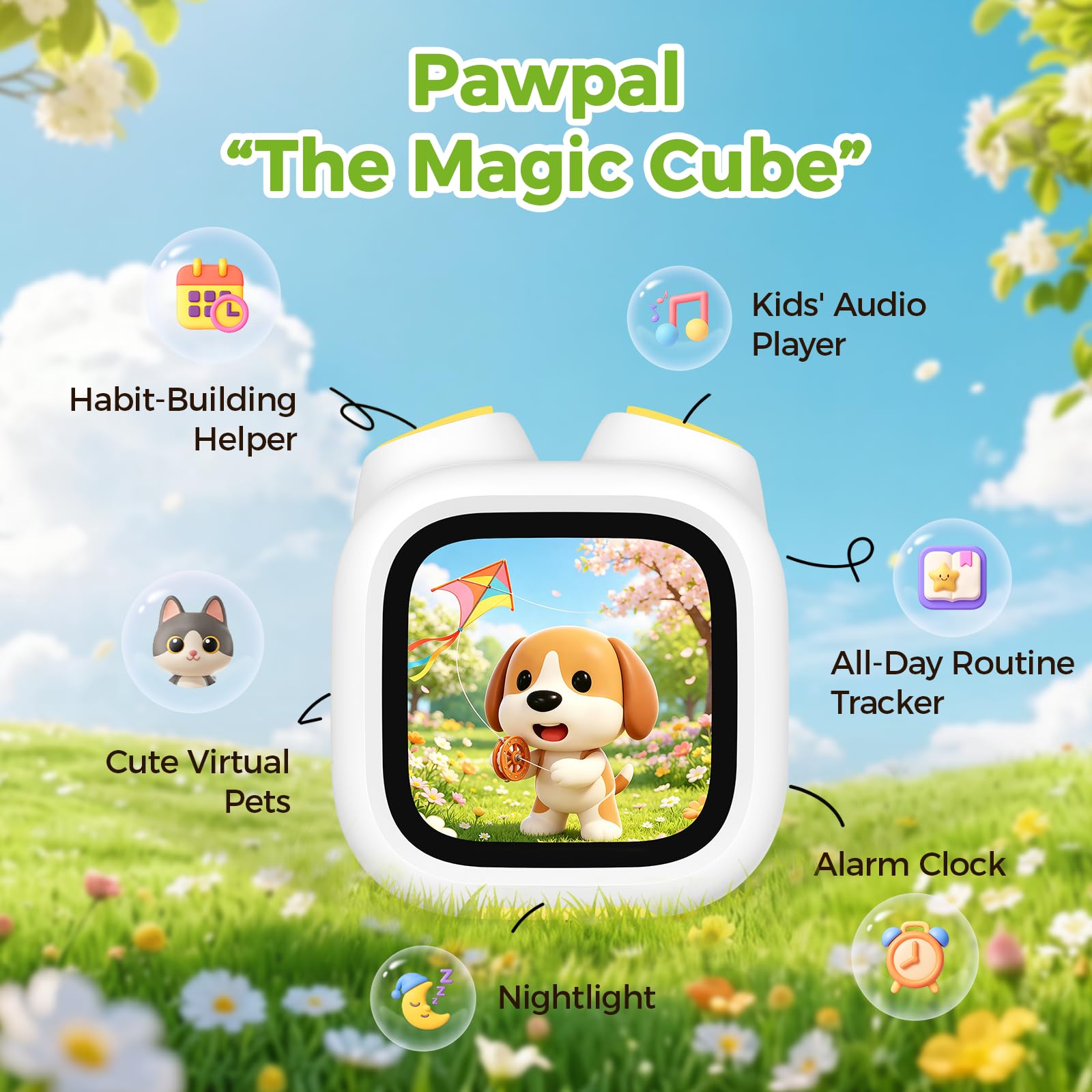 Pawpal Alarm Clock for Kids & Toddlers - Kids Alarm Clock with Stories, Music, Podcast, Schedule, Ok-to-Wake, Digital Pet, Nightlight, Parental