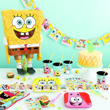 Unique SpongeBob SquarePants Jointed Banner (1 Pc) - Easy Assembly, Fun & Multicolor Party Decoration for Kids' Parties & Events