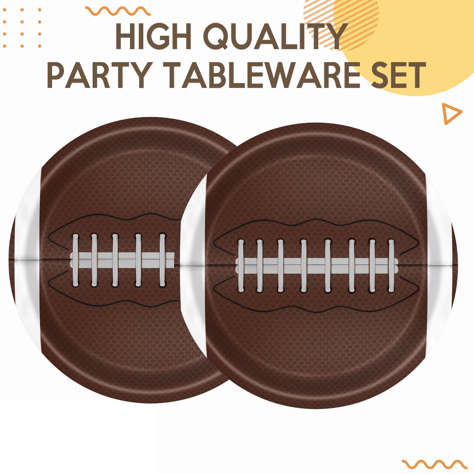 Football Party Supplies Kit,60Pcs 7Inch Football Paper Plates,Sport Themed Tableware Set Party Dessert Plates,for Football Gameday,Kids