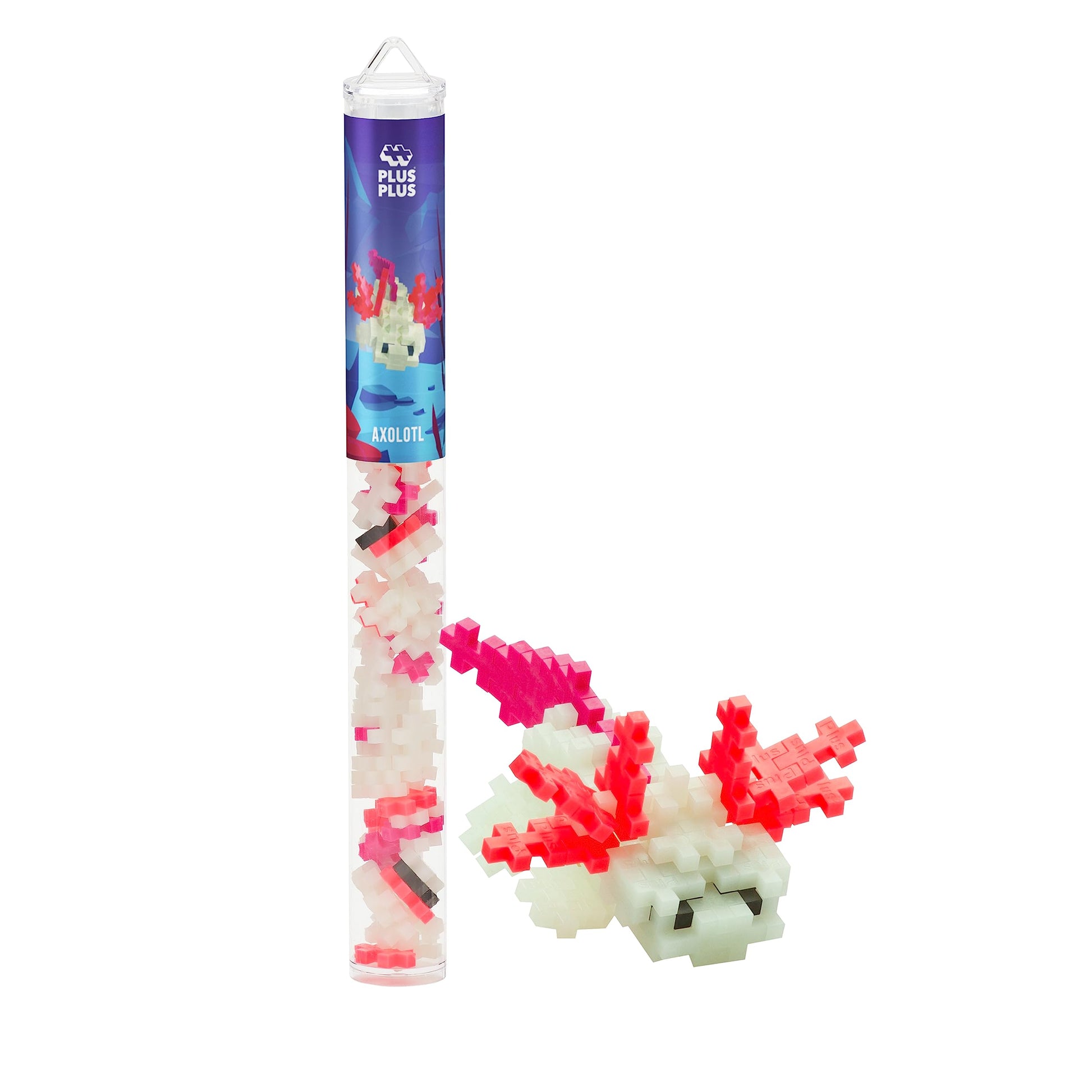 PLUS PLUS Axolotl - 3D Puzzle Sea Creatures Toy, Ocean Animals Figures Tube - Mini Interlocking Building Block Set Gifts for Girls & Boys