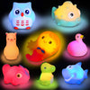 yoliyogo Animal Bath Toy Floating Auto Flashing Early Learning Toy Package with 8 Pcs Dinosaur Shark Flamingo Mermaid Etc Bathtub Shower Set Gift