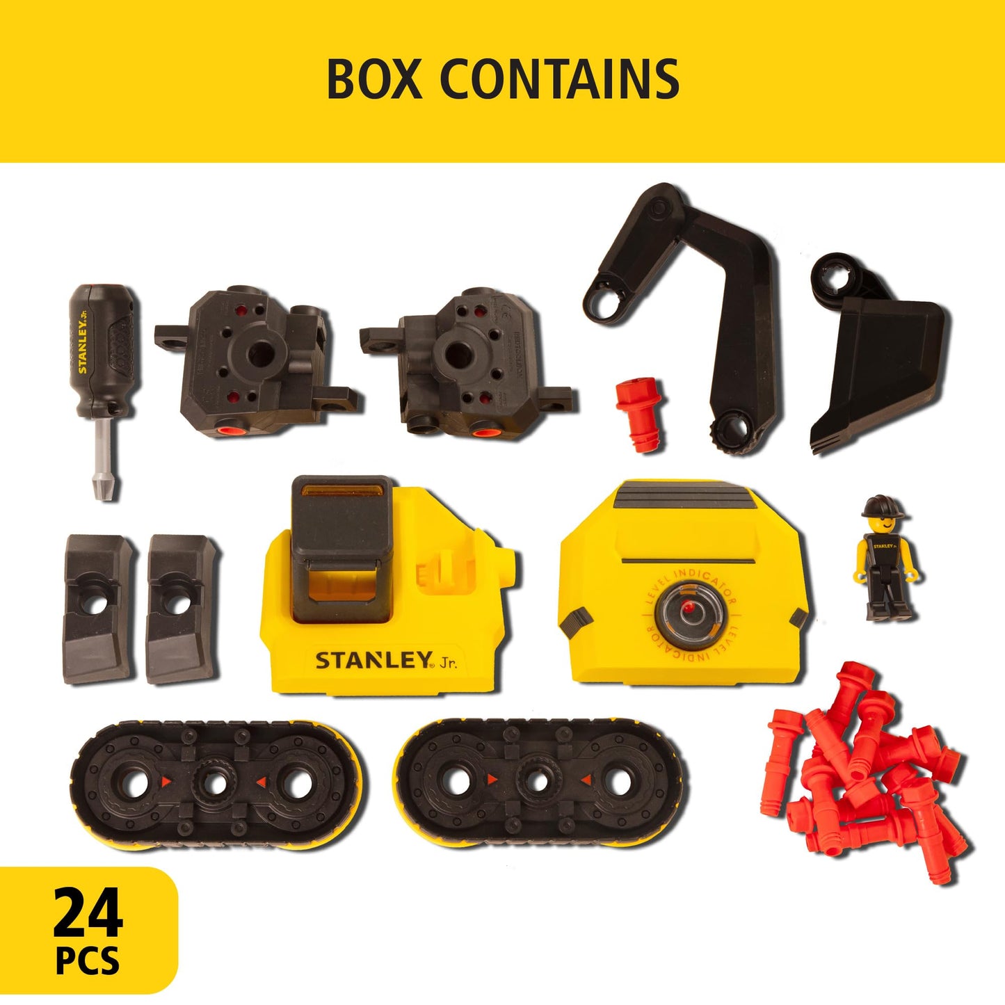 STANLEY Jr. Take Apart Cement Mixer Kit for Kids TT003-SY: Children’s 23 Piece Yellow STEM Construction Toy Truck with Figure Screwdriver Bolts, Ages