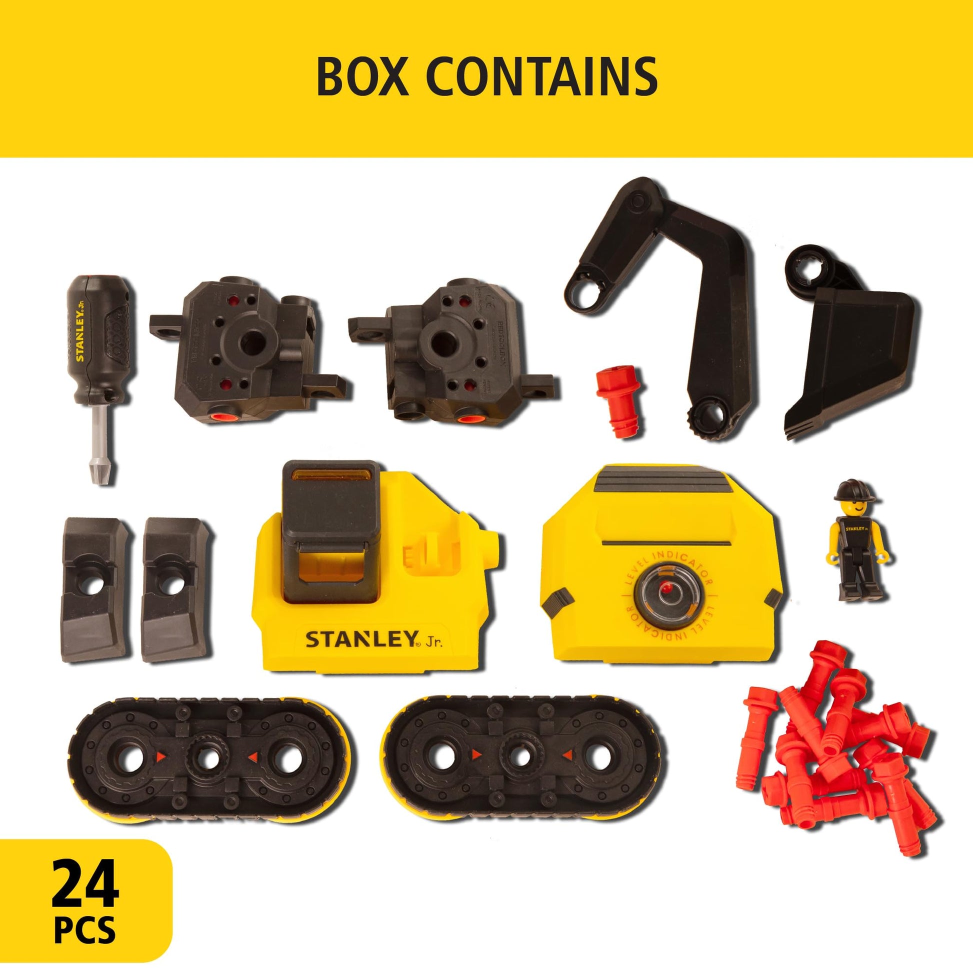 STANLEY Jr. Take Apart Cement Mixer Kit for Kids TT003-SY: Children’s 23 Piece Yellow STEM Construction Toy Truck with Figure Screwdriver Bolts, Ages