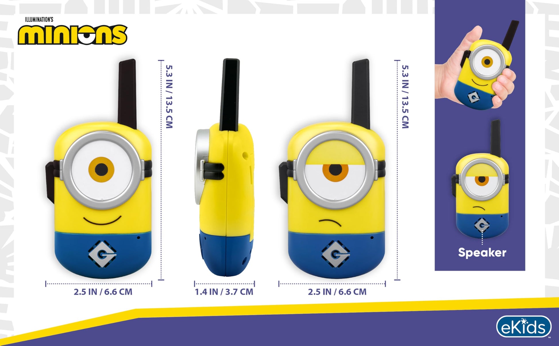 Minions Walkie Talkies for Kids, Static Free Indoor and Outdoor Toys