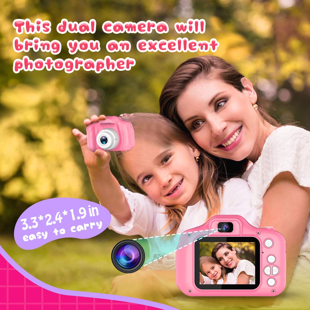 Seckton Upgrade Kids Selfie Camera, Christmas Birthday Gifts for Girls Age 3-9, HD Digital Video Cameras for Toddler, Portable Toy for 3 4 5 6 7 8