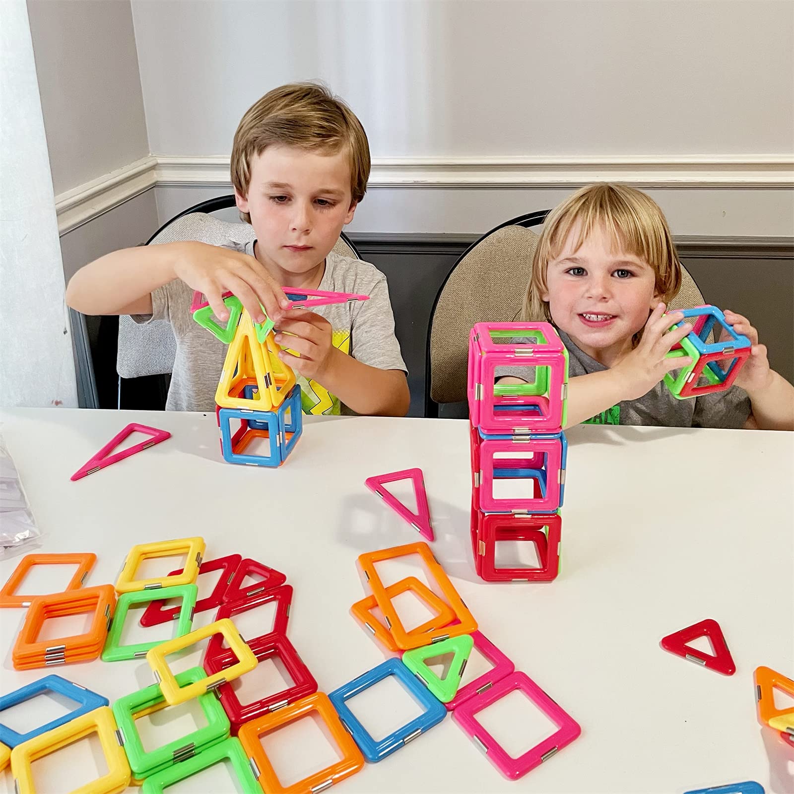 Coodoo Upgraded Magnetic Blocks Tough Tiles STEM Toys for 3+ Year Old Boys and Girls Learning by Playing Games for Toddlers Kids, Compatible