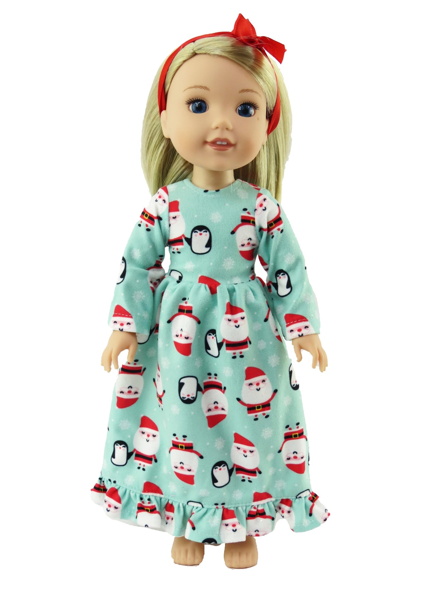 Santa and Penguin Christmas Nightgown for 14-Inch Dolls | Premium Quality & Trendy Design | Dolls Clothes