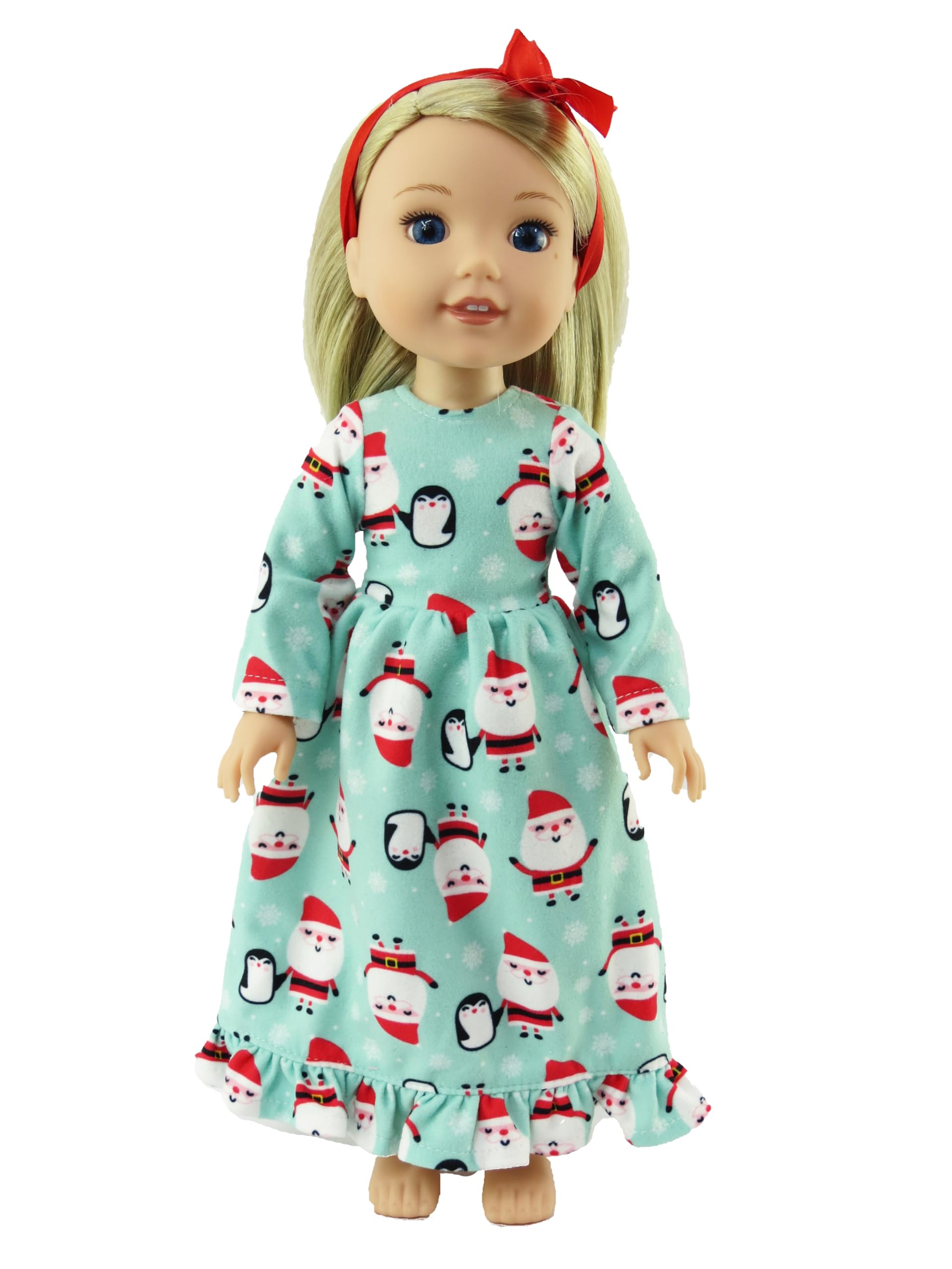Santa and Penguin Christmas Nightgown for 14-Inch Dolls | Premium Quality & Trendy Design | Dolls Clothes
