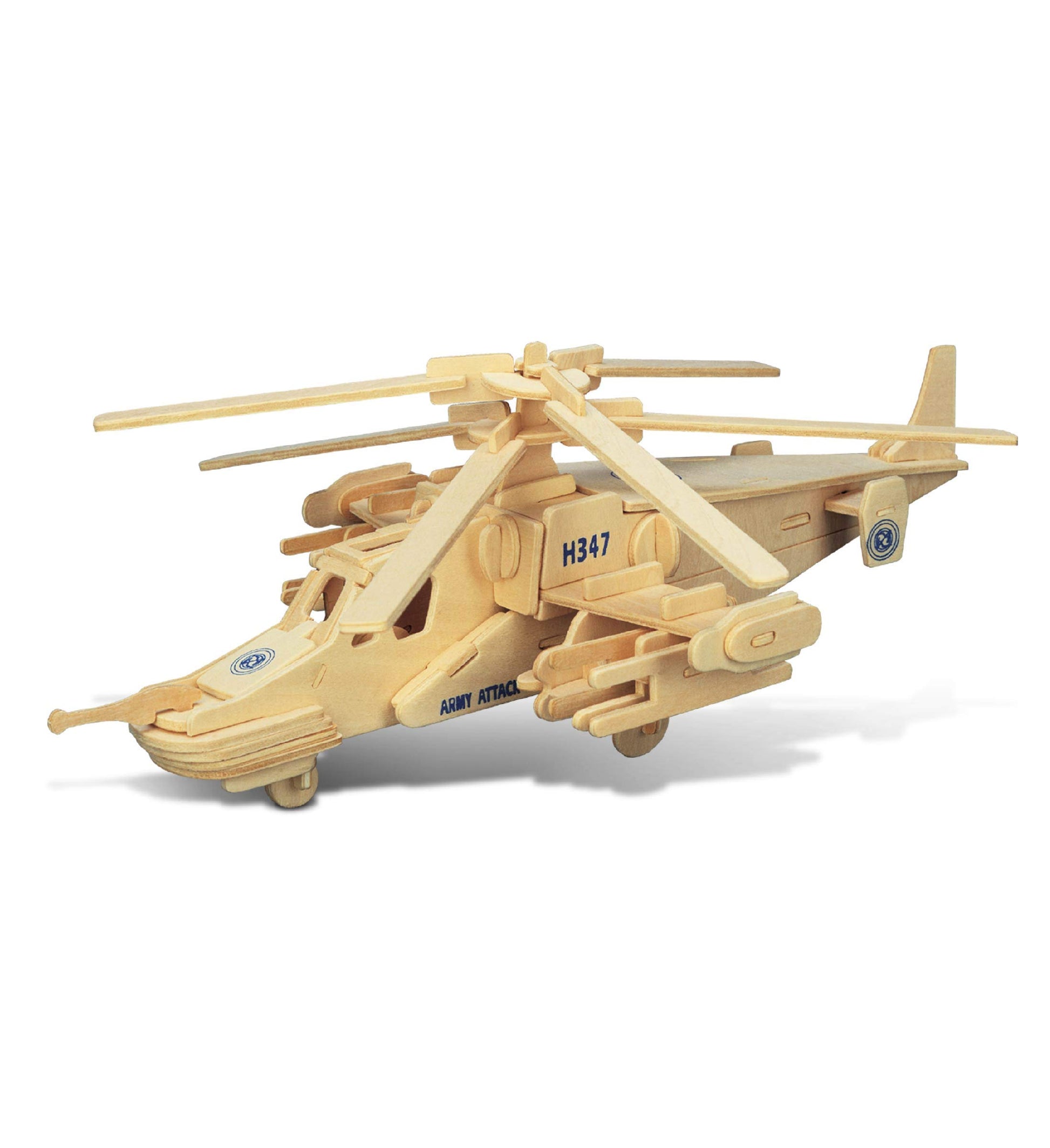 Puzzled 3D Puzzle Black Shark Helicopter Wood Craft Construction Model Kit, Educational DIY Wooden Toy Assemble Model Unfinished Crafting Hobby Army