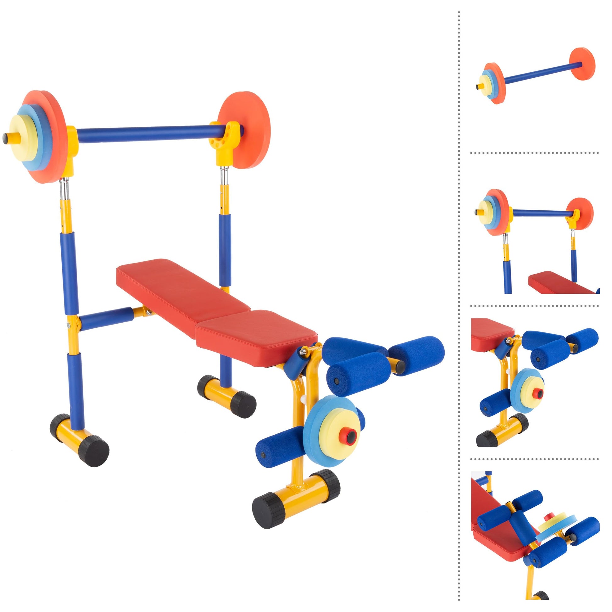 Hey! Play! Kids Exercise Equipment Collection: Strength Training, Cardio, Endurance, and Active Play Essentials - Kids Weight Bench Set