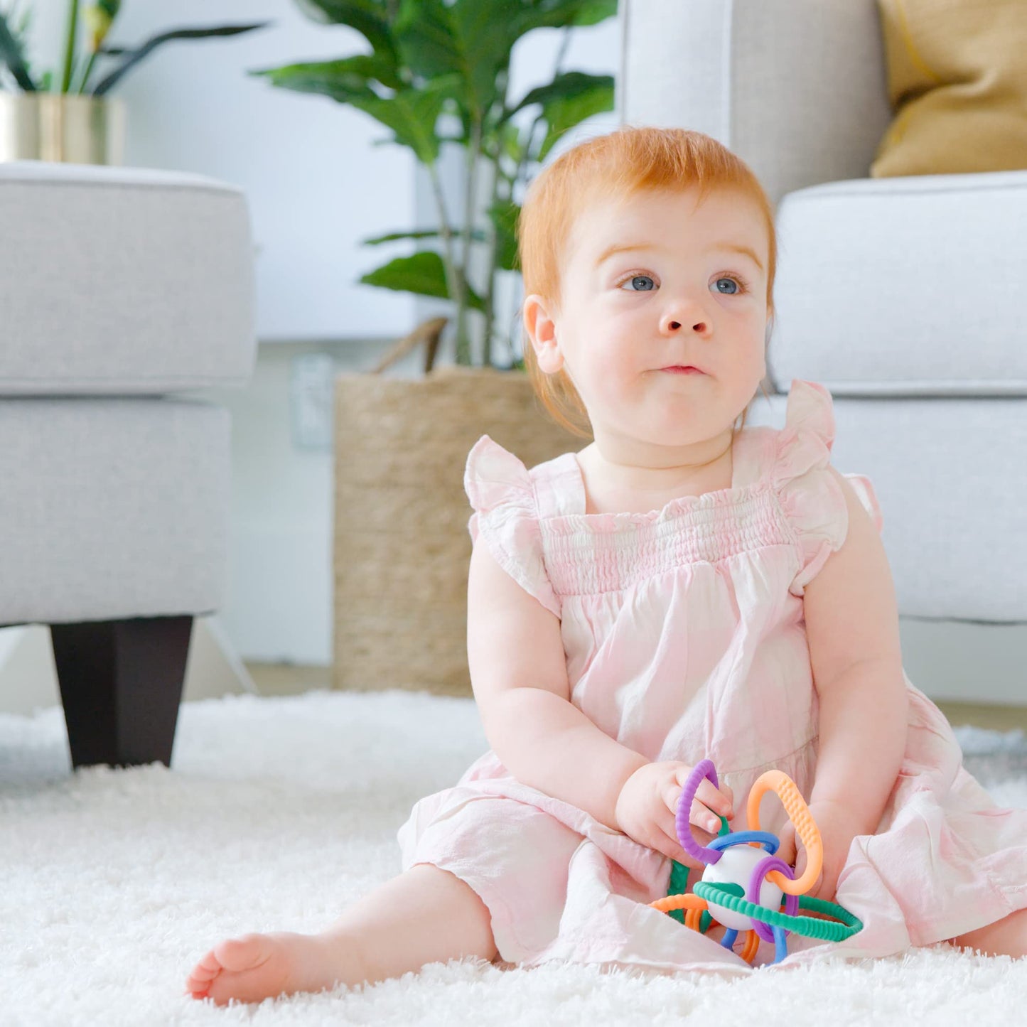 Quark Thiingy Baby Teething Toy - Sensory Toy with BPA-Free Silicone Rings & Baby Rattle - High Temperature Sterilization & Dishwasher Safe -