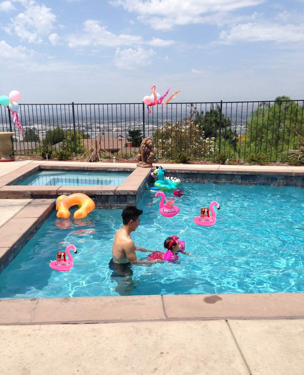 qinnsou 14 Pack Flamingo Inflatable Drink Holder Drink Pool Floats Cup Holder Floats Inflatable Floating Coasters Float Coaster for Pool Party Home