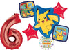 Pikachu 6th Birthday Party Supplies 7pc Foil Balloons Bouquet Decorations