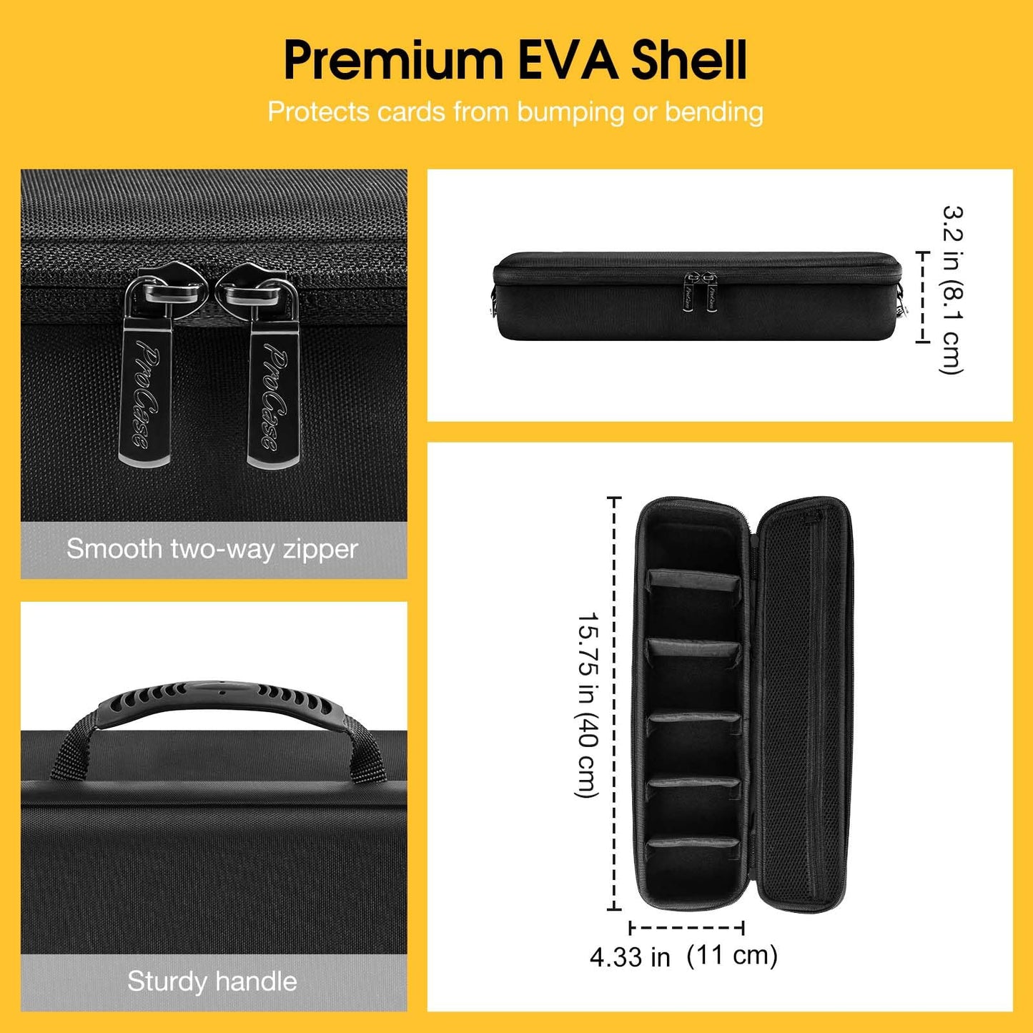 ProCase Trading Card Storage Case with 5 Dividers, Carrying Case Store 1200 Cards Durable Playing Card Game Travel Box Top Loader for MTG, Cards