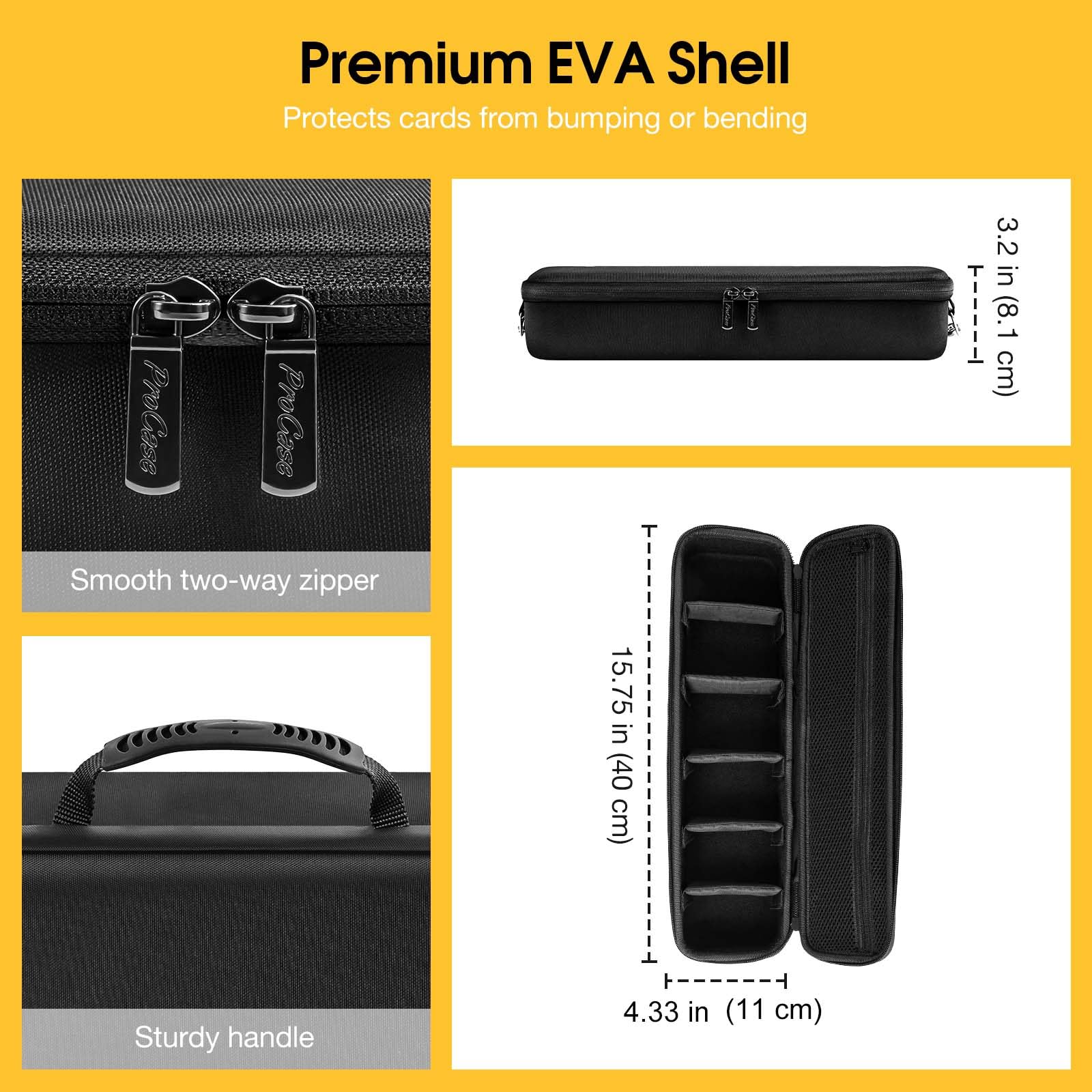 ProCase Trading Card Storage Case with 5 Dividers, Carrying Case Store 1200 Cards Durable Playing Card Game Travel Box Top Loader for MTG, Cards