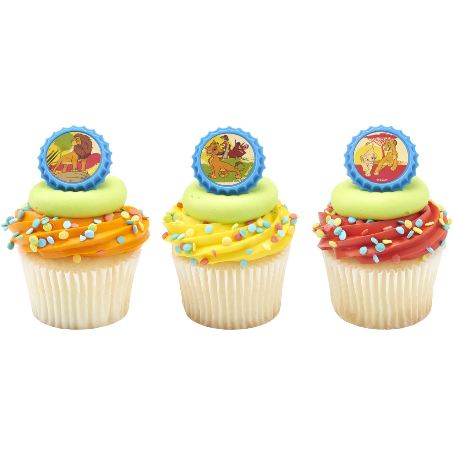 DecoPac Lion King Cupcake Rings, 24 Disney's The Lion King Cupcake Decorations Featuring Simba, Timon, Pumbaa, & Nala, For Birthday Parties