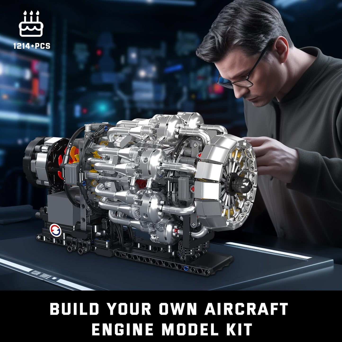 Mould King 10216 Turbojet Engine Building Sets, Mechanical Aviation Aircraft Engine Model Kit That Runs, Build Your Own STEM Model Engine, Gift